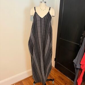 Elan Black and White Striped Maxi Dress